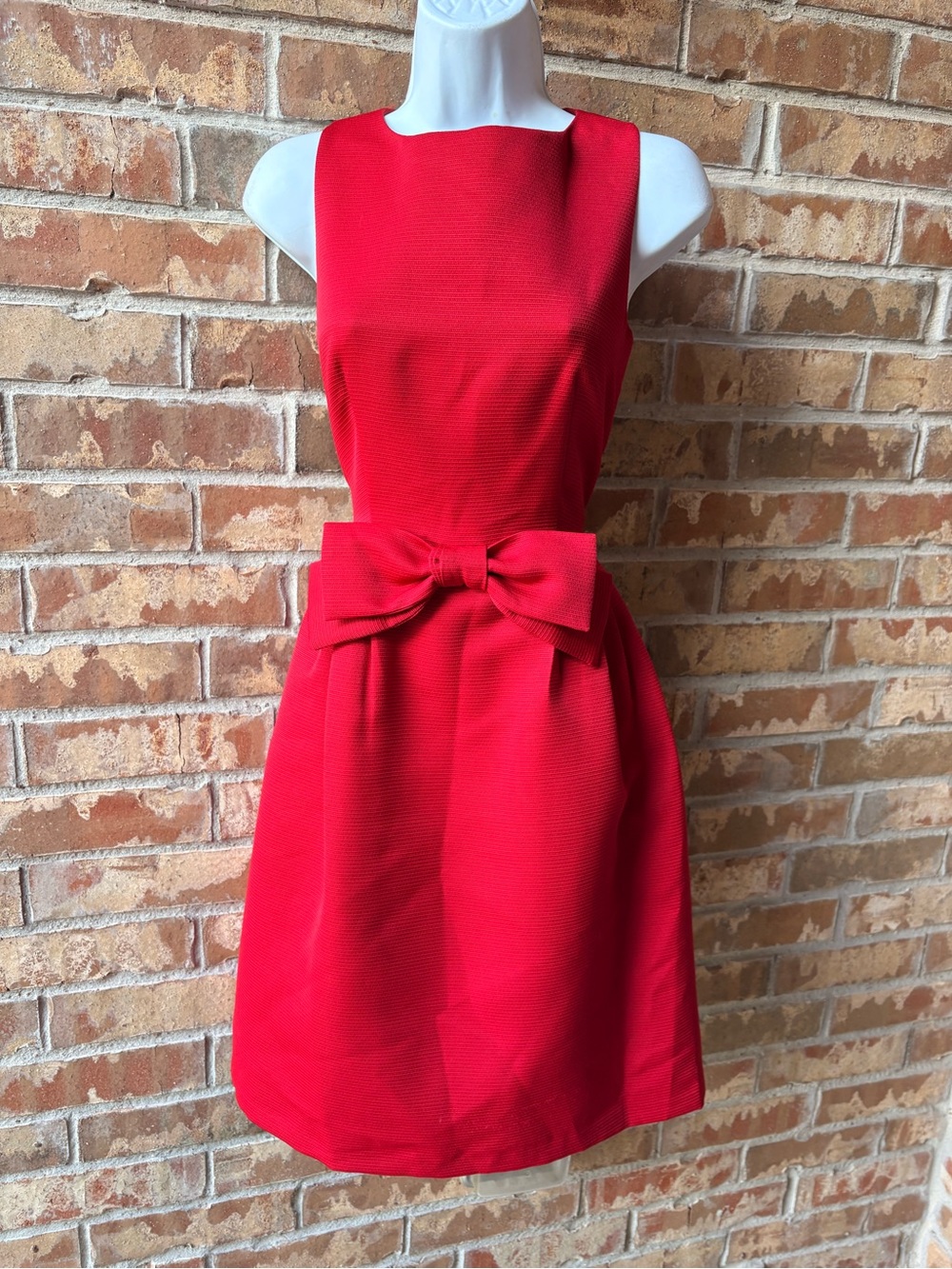 Tahari Red Sleeveless Bow-Waist Mini Dress size 6 - Picture 2 of 9